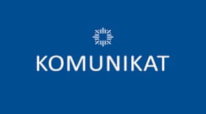 biały napis &quot;Komunikat&quot; na niebieskim tle
